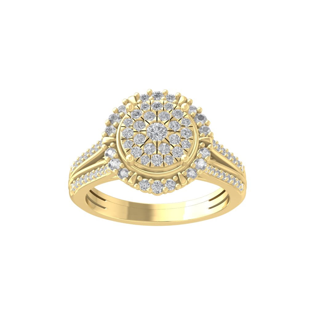 ARAIYA FINE JEWELRY 14K Yellow Gold Round Cluster Diamond Engagement ...