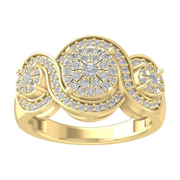 ARAIYA FINE JEWELRY 14K Yellow Gold Round Cluster Diamond Engagement Ring (5/8 cttw, I-J Color, I2-I3 Clarity), Size 5.5