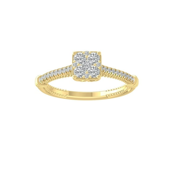 ARAIYA FINE JEWELRY 14K Yellow Gold Round Cluster Lab Grown Diamond Engagement Ring (1/2 cttw, VS Clarity, D-F Color) Size 7