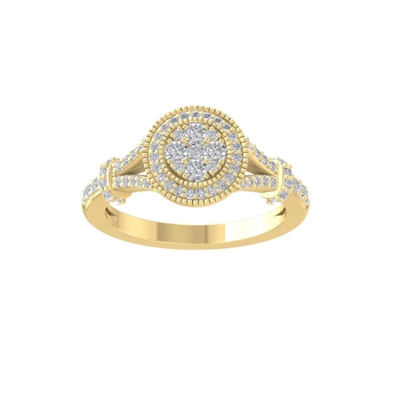 ARAIYA FINE JEWELRY 14K Yellow Gold Round Cluster Lab Grown Diamond Engagement Ring (1/2 cttw, VS Clarity, D-F Color) Size 8