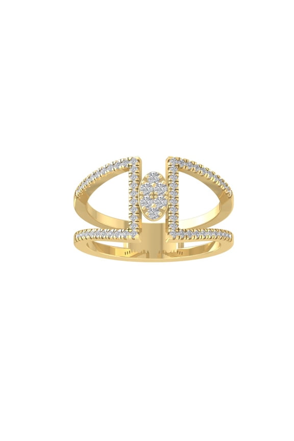 FINE JEWELRY 14K Yellow Gold Round Cluster Lab Grown Diamond Engagement Ring (1/3 cttw, VS Clarity, D-F Color) Size 6