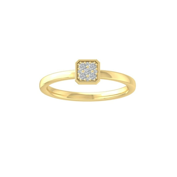 ARAIYA FINE JEWELRY 14K Yellow Gold Round Cluster Lab Grown Diamond Engagement Ring (1/8 cttw, VS Clarity, D-F Color) Size 8