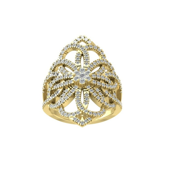 ARAIYA FINE JEWELRY 14K Yellow Gold Round Cluster Lab Grown Diamond Engagement Ring (1 cttw, VS Clarity, D-F Color) Size 5.5