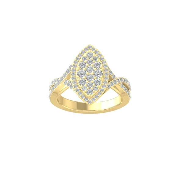 ARAIYA FINE JEWELRY 14K Yellow Gold Round Cluster Lab Grown Diamond Engagement Ring (1 cttw, VS Clarity, D-F Color) Size 6.5