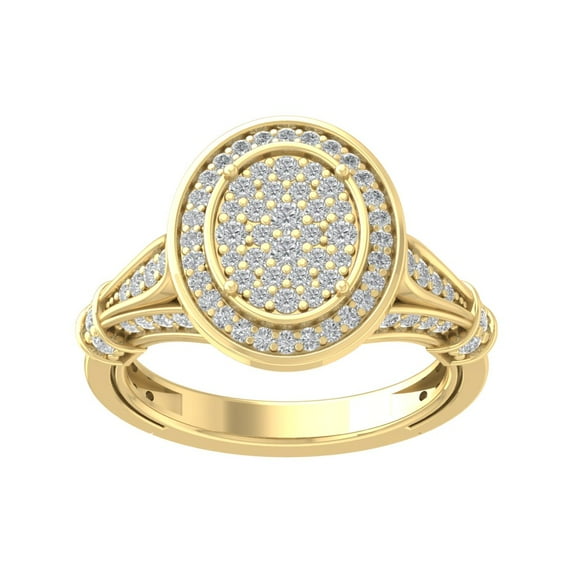 ARAIYA FINE JEWELRY 14K Yellow Gold Round Cluster Lab Grown Diamond Engagement Ring (1 cttw, VS Clarity, D-F Color) Size 9.5