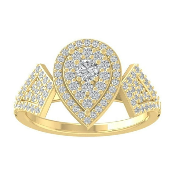 ARAIYA FINE JEWELRY 14K Yellow Gold Round Cluster Lab Grown Diamond Engagement Ring (3/4 cttw, VS Clarity, D-F Color) Size 6