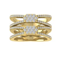 ARAIYA FINE JEWELRY 14K Yellow Gold Round Cluster Lab Grown Diamond Engagement Ring (5/8 cttw, VS Clarity, D-F Color) Size 6