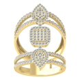 thumbnail image 1 of ARAIYA FINE JEWELRY 14K Yellow Gold Round Cluster Lab Grown Diamond Pear Shape Band Ring (1 cttw, VS Clarity, D-E Color) Size 9, 1 of 1