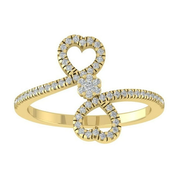 ARAIYA FINE JEWELRY 14K Yellow Gold Round Diamond Band Ring (1/4 cttw, I2-I3 Clarity, I-J Color) Size 6