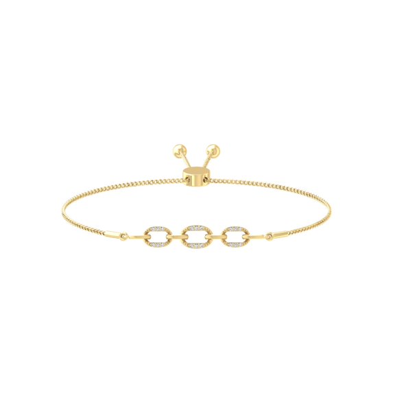 ARAIYA FINE JEWELRY 14K Yellow Gold Round Diamond Bolo Bracelet (1/10 cttw, I2-I3 Clarity, I-J Color) 9"