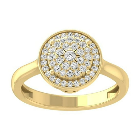 ARAIYA FINE JEWELRY 14K Yellow Gold Round Diamond Cluster Engagement Ring (1/3 cttw, I2-I3 Clarity, I-J Color) Size 7.5