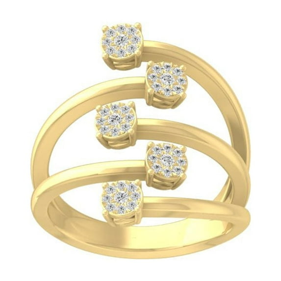 ARAIYA FINE JEWELRY 14K Yellow Gold Round Diamond Composite Cluster Engagement Ring(1/4 cttw, I-J Color, I2-I3 Clarity) Size 9.5
