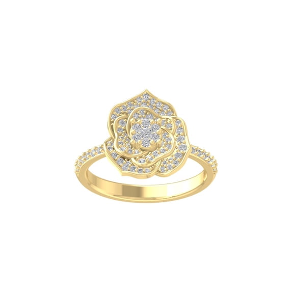 ARAIYA FINE JEWELRY 14K Yellow Gold Round Diamond Fashion Band Ring (1/2 cttw, I-J Color, I2-I3 Clarity), Size 7