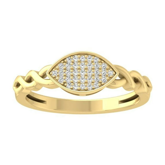 ARAIYA FINE JEWELRY 14K Yellow Gold Round Diamond Fashion Band Ring (1/8 cttw, I2-I3 Clarity, I-J Color) Size 9