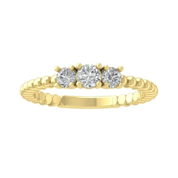 ARAIYA FINE JEWELRY 14K Yellow Gold Round-shape Diamond Three Stone Ring (1/2 cttw, I2-I3 Clarity, I-J Color) Size 10