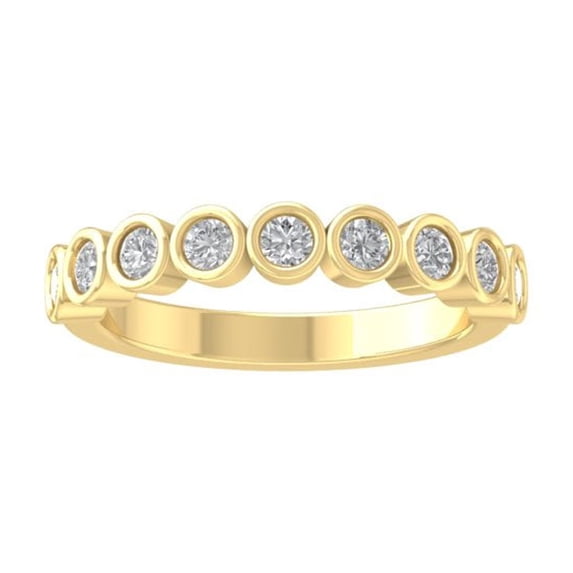 ARAIYA FINE JEWELRY 14K Yellow Gold Round-shape Diamond Wedding Band Ring (1/2 cttw, I2-I3 Clarity, I-J Color) Size 9