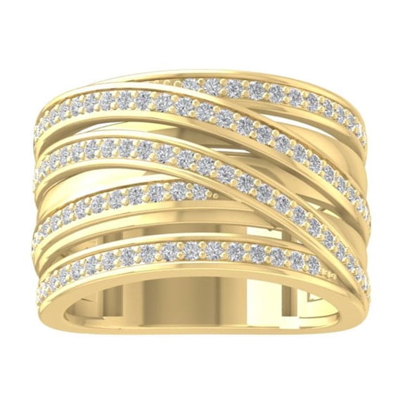ARAIYA FINE JEWELRY 14K Yellow Gold Round Lab Grown Diamond Band Ring (3/4 cttw, VS Clarity, D-F Color) Size 7.5