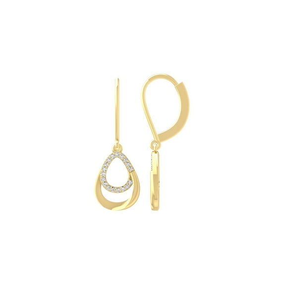 ARAIYA FINE JEWELRY 14K Yellow Gold Round Lab-Grown Diamond Dangle Earrings (1/8 cttw, VS1 Clarity, D-E Color)