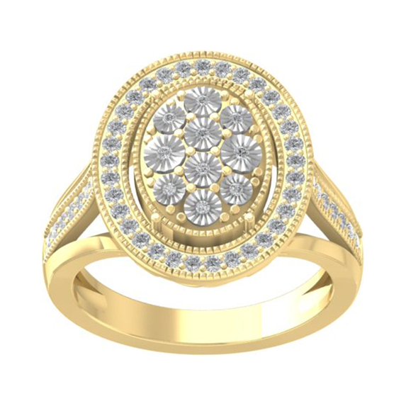 ARAIYA FINE JEWELRY 14K Yellow Gold Round Lab Grown Diamond Engagement Ring (1/3 cttw, VS Clarity, D-E Color) Size 10
