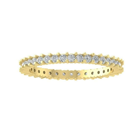 ARAIYA FINE JEWELRY 14K Yellow Gold Round Lab Grown Diamond Eternity Band Ring (1 cttw, VS Clarity, D-F Color) Size 8