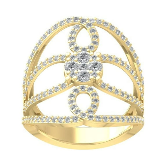 ARAIYA FINE JEWELRY 14K Yellow Gold Round Lab Grown Diamond Halo Cluster Ring (1 cttw, VS Clarity, D-E Color) Size 9