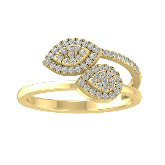ARAIYA FINE JEWELRY 14K Yellow Gold Round Lab Grown Diamond Marquise and Pear Shape Band Ring (1/4 cttw, VS Clarity, D-E Color) Size 9.5