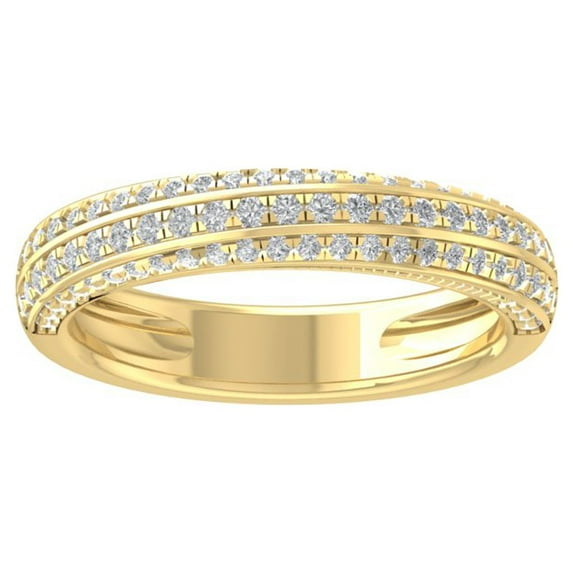 ARAIYA FINE JEWELRY 14K Yellow Gold Round Lab Grown Diamond Wedding Band Ring (1/2 cttw, VS Clarity, D-E Color) Size 10
