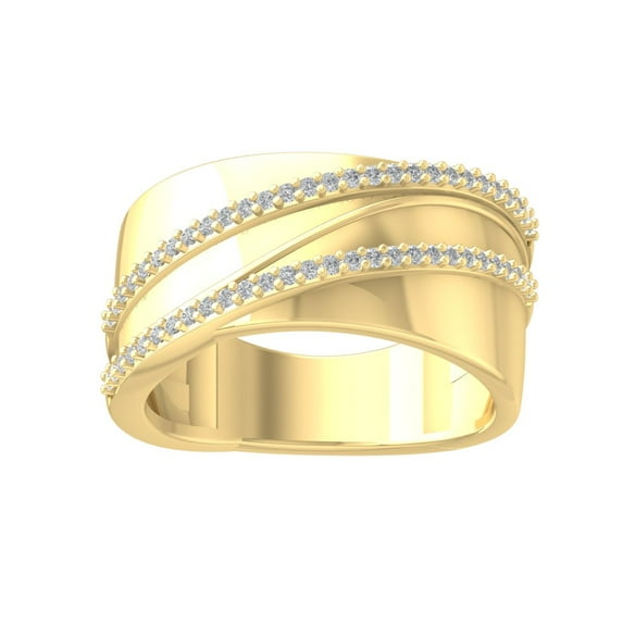 ARAIYA FINE JEWELRY 14K Yellow Gold Round Lab Grown Diamond Wedding Band Ring (1/5 cttw, VS Clarity, D-E Color) Size 5
