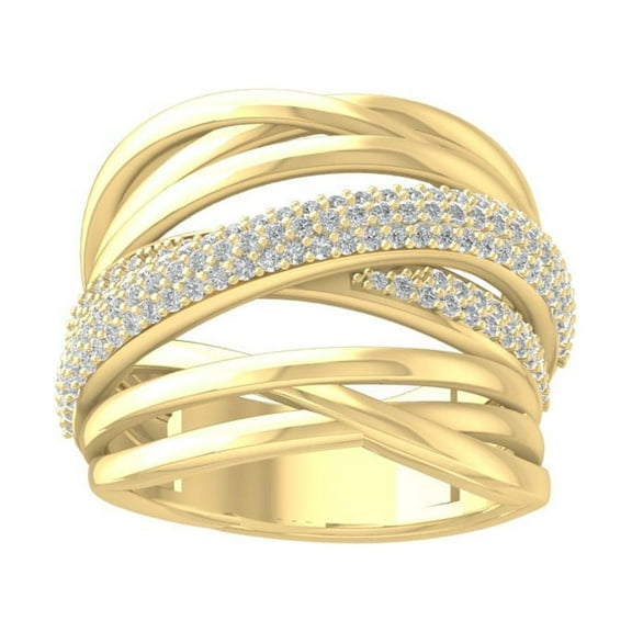 ARAIYA FINE JEWELRY 14K Yellow Gold Round Lab Grown Diamond Wedding Band Ring (3/4 cttw, VS Clarity, D-E Color) Size 6