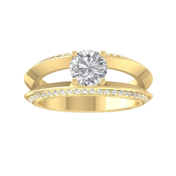 ARAIYA FINE JEWELRY 14K Yellow Gold Round Lab Grown Diamondsolitaire Engagement Ring (1 1/3 cttw, VS Clarity, D-E Color) Size 10