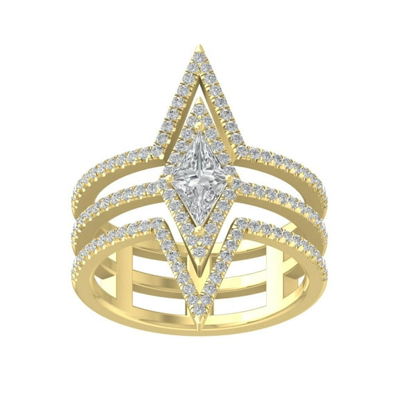 ARAIYA FINE JEWELRY 14K Yellow Gold Round Lab Grown Diamondsolitaire Engagement Band Ring (1/2 cttw, VS Clarity, D-E Color) Size 7.5