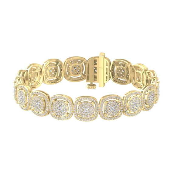 ARAIYA FINE JEWELRY 14K Yellow Gold Round Shape Diamond Composite and Cluster Bracelet (5 Cttw, I-J Color, I2-I3 Clarity) 7 inch