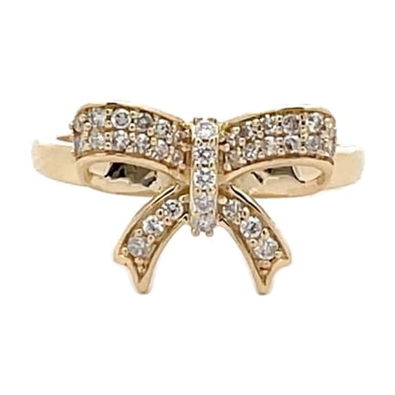 ARAIYA FINE JEWELRY 14K Yellow Gold Round-Shape Lab Grown Diamond Bow Knot Ring (1/4 Cttw, D-F Color, VS1 Clarity) Size 5.5