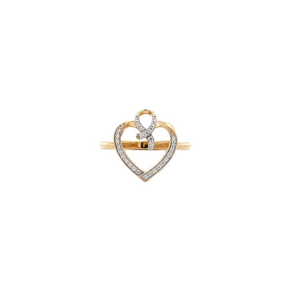 ARAIYA FINE JEWELRY 14K Yellow Gold Round-Shape Lab Grown Diamond Heart Engagement Ring (1/6 Cttw, D-F Color, VS1 Clarity) Size 5.5