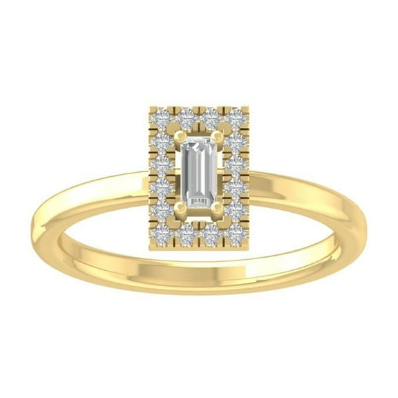 ARAIYA FINE JEWELRY 14K Yellow Gold Round and Baguette shape Diamond Band Ring (1/4 cttw, I2-I3 Clarity, I-J Color) Size 8