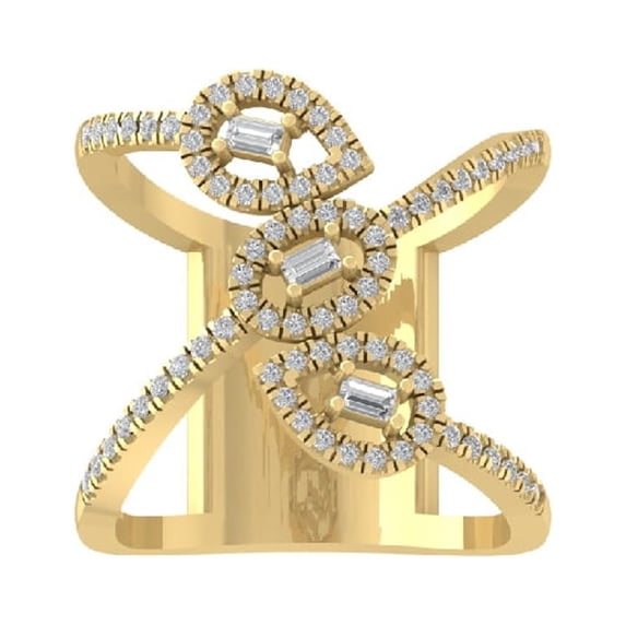 ARAIYA FINE JEWELRY 14K Yellow Gold Round and Baguette-shape Lab Grown Diamond Wedding Band Ring (1/2 cttw, D-F Color, VS Clarity) Size 9.5