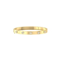 ARAIYA FINE JEWELRY 14K Yellow Gold Round and Marquise, Oval-shape Lab-Grown Diamond Bangle (1 1/5 cttw, D-F Color, VS1 Clarity) 7 Inch