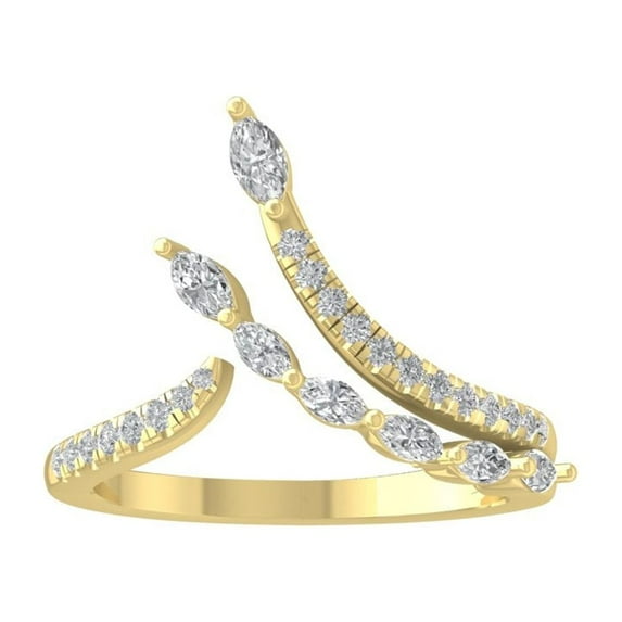 ARAIYA FINE JEWELRY 14K Yellow Gold Round and Marquise-shape Diamond Wedding Band Ring (1/2 cttw, I-J Color, I2-I3 Clarity) Size 9.5