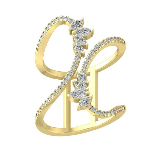 ARAIYA FINE JEWELRY 14K Yellow Gold Round and Marquise shape Lab Grown Diamond Fashion Band Ring (3/4 cttw, VS Clarity, D-E Color) Size 5.5