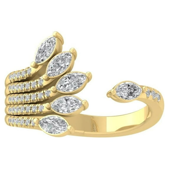ARAIYA FINE JEWELRY 14K Yellow Gold Round and Marquise-shape Lab Grown Diamond Wedding Band Ring (7/8 cttw, D-F Color, VS Clarity) Size 10