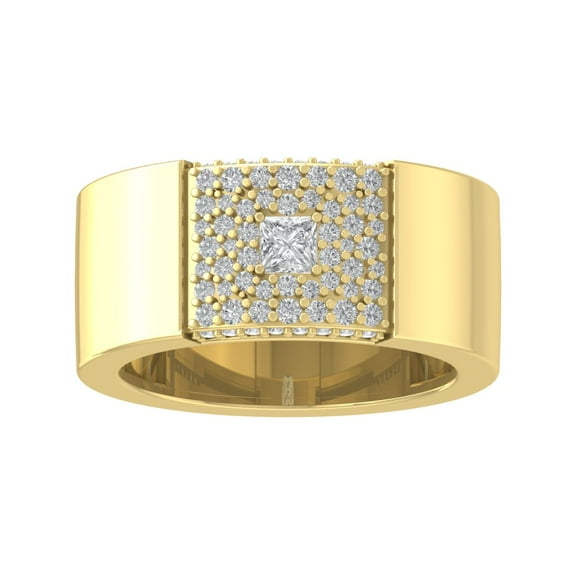 ARAIYA FINE JEWELRY 14K Yellow Gold Round and Princess Lab Grown Diamond Band Ring (7/8 cttw, D-F Color, VS Clarity), Size 7