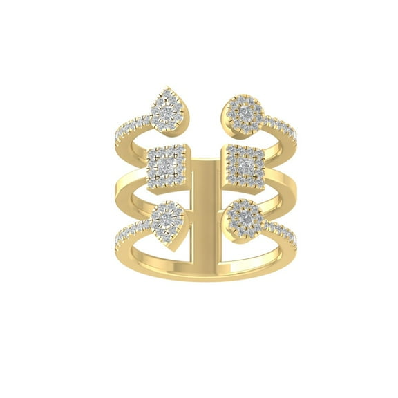 ARAIYA FINE JEWELRY 14K Yellow Gold Round and Princess shape Lab Grown Diamond Band Ring (3/4 cttw, VS Clarity, D-F Color) Size 8.5