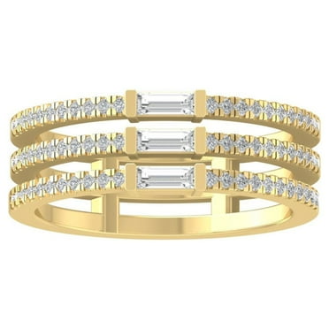 ARAIYA FINE JEWELRY 14K Yellow Gold Round and baguette shape Diamond Fashion Ring (1/2 cttw, I2-I3 Clarity, I-J Color) Size 5