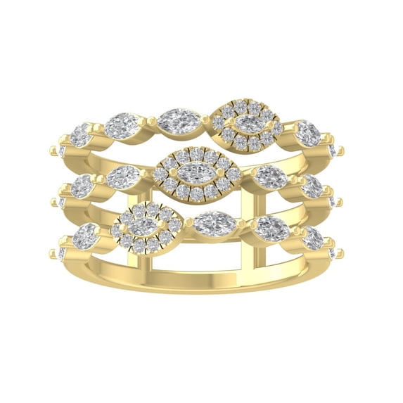 ARAIYA FINE JEWELRY 14K Yellow Gold Round and marquise-shape Diamond Fashion Ring (1 1/4 cttw, I2-I3 Clarity, I-J Color) Size 9.5