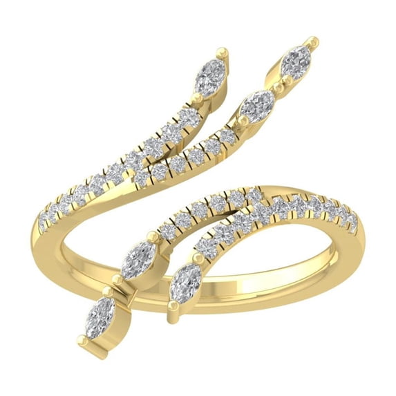 ARAIYA FINE JEWELRY 14K Yellow Gold Round and marquise-shape Diamond Fashion Ring (1/2 cttw, I2-I3 Clarity, I-J Color) Size 9.5