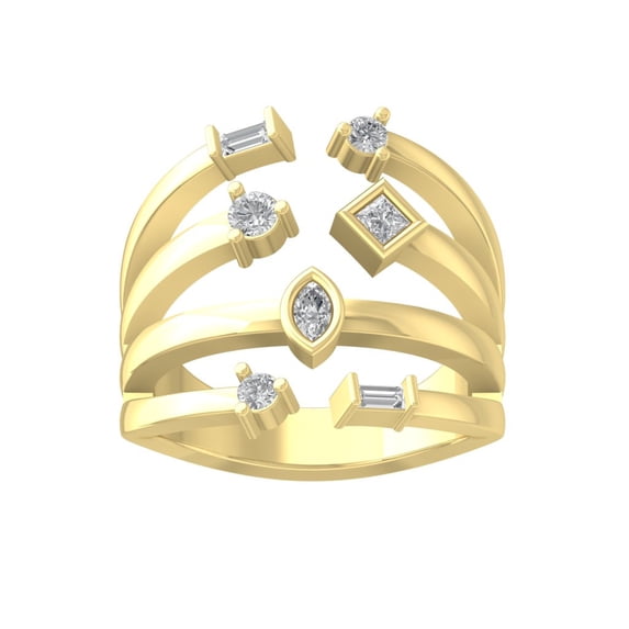 ARAIYA FINE JEWELRY 14K Yellow Gold Round and marquise-shape Lab Grown Diamond Fashion Ring (2/5 cttw, VS Clarity, D-F Color) Size 6.5