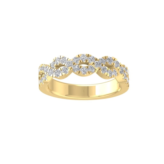 ARAIYA FINE JEWELRY 14K Yellow Gold Round-shape Diamond Anniversary Ring (1/5 cttw, I2-I3 Clarity, I-J Color) Size 6.5