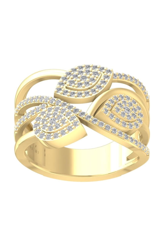 FINE JEWELRY 14K Yellow Gold Round-shape Diamond Composite Ring (1/2 cttw, I2-I3 Clarity, I-J Color) Size 6.5