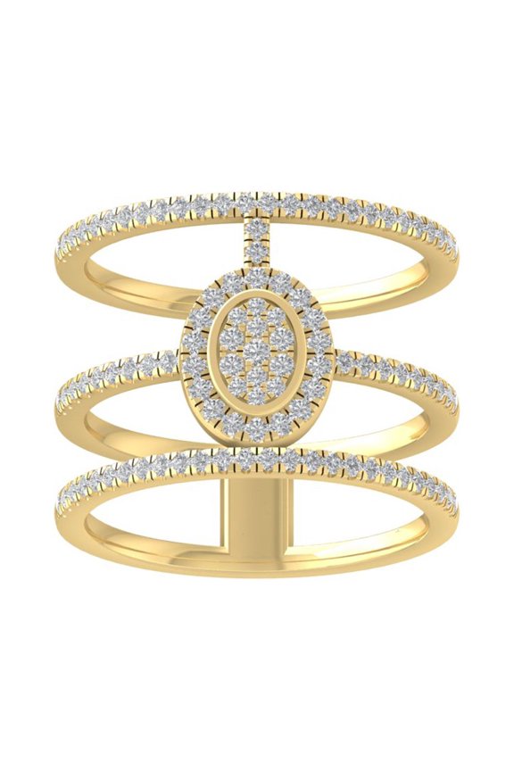 FINE JEWELRY 14K Yellow Gold Round-shape Diamond Composite Ring (1/2 cttw, I2-I3 Clarity, I-J Color) Size 6