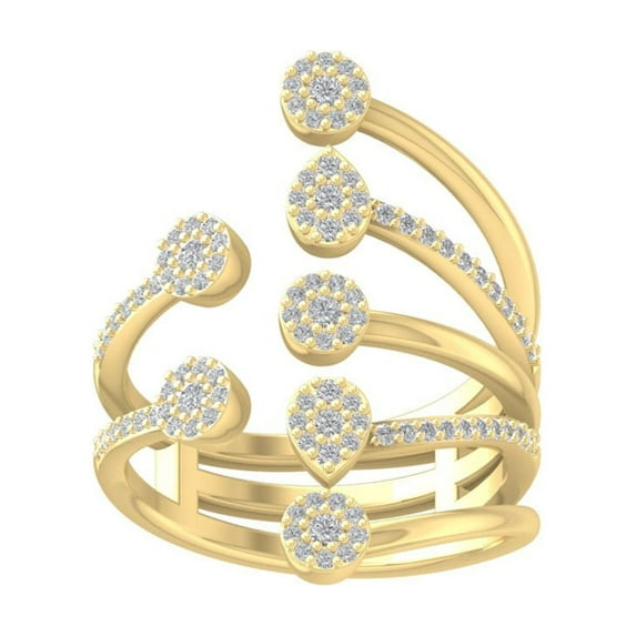 ARAIYA FINE JEWELRY 14K Yellow Gold Round-shape Diamond Composite Ring (1/2 cttw, I2-I3 Clarity, I-J Color) Size 7.5